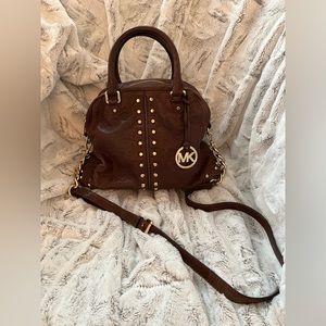 NWOT Michael Kors Brown Leather Studded Handbag